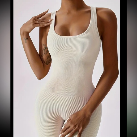 Callie Lives Compression Shapewear Neutral Jumpsuits BROWN Ivory Nude Large XL - Picture 11 of 14